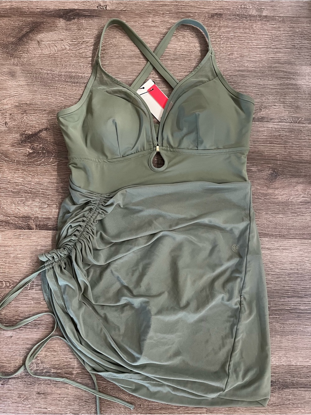 Sculpting Curve Mesh Skirt One-Piece Swimsuit - Picture 6 of 10